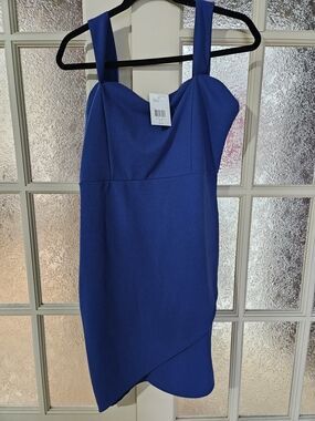 Guess Royal Blue Sleeveless Midi Dress with Tulip Hem